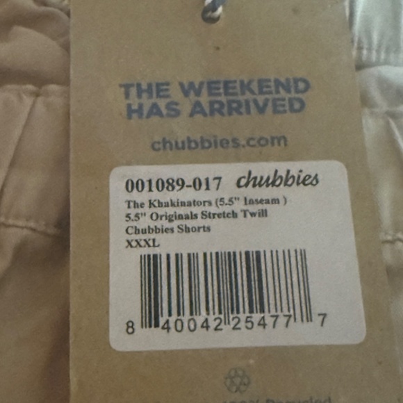 Chubbies Khakinator Shorts, NWT, XXXL, 5.5" Inseam - Picture 4 of 4